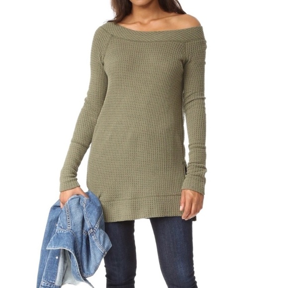 We The Free | Kate Waffle Knit Top Army Green Size XS - Picture 1 of 8